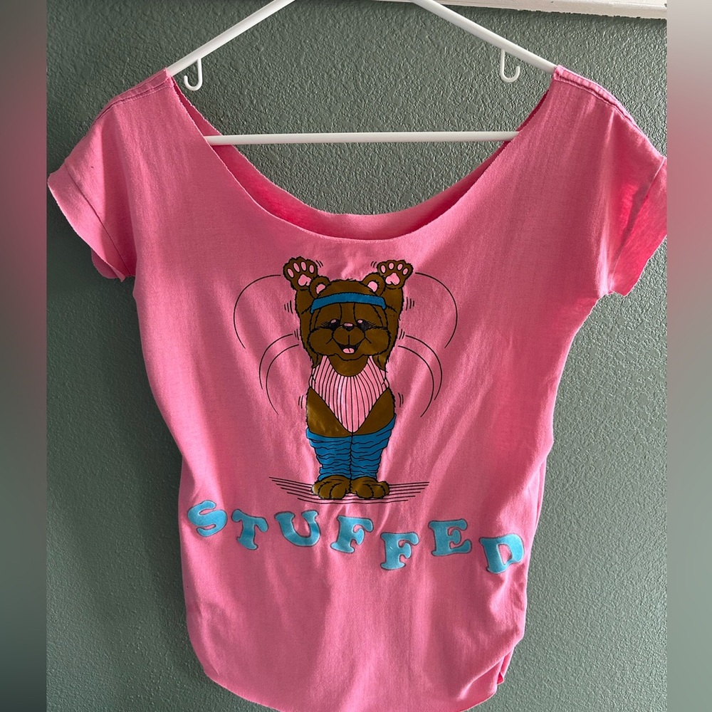 DIY 80’s Recycled tee STUFFED Bear Aerobics